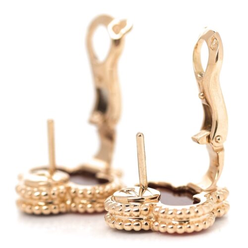 High Quality Luxury Van Cleef  Arpels 18K Yellow Gold/White Gold/Rose Gold Carnelian Vintage Alhambra Earrings product detail