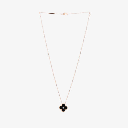 High Quality Luxury Van Cleef Arpels 18K Yellow Gold Diamond Black Onyx Vintage Alhambra Pendant Necklace