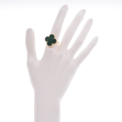 High Quality Luxury Van Cleef Arpels 18K Yellow Gold Malachite Magic Alhambra Ring product detail