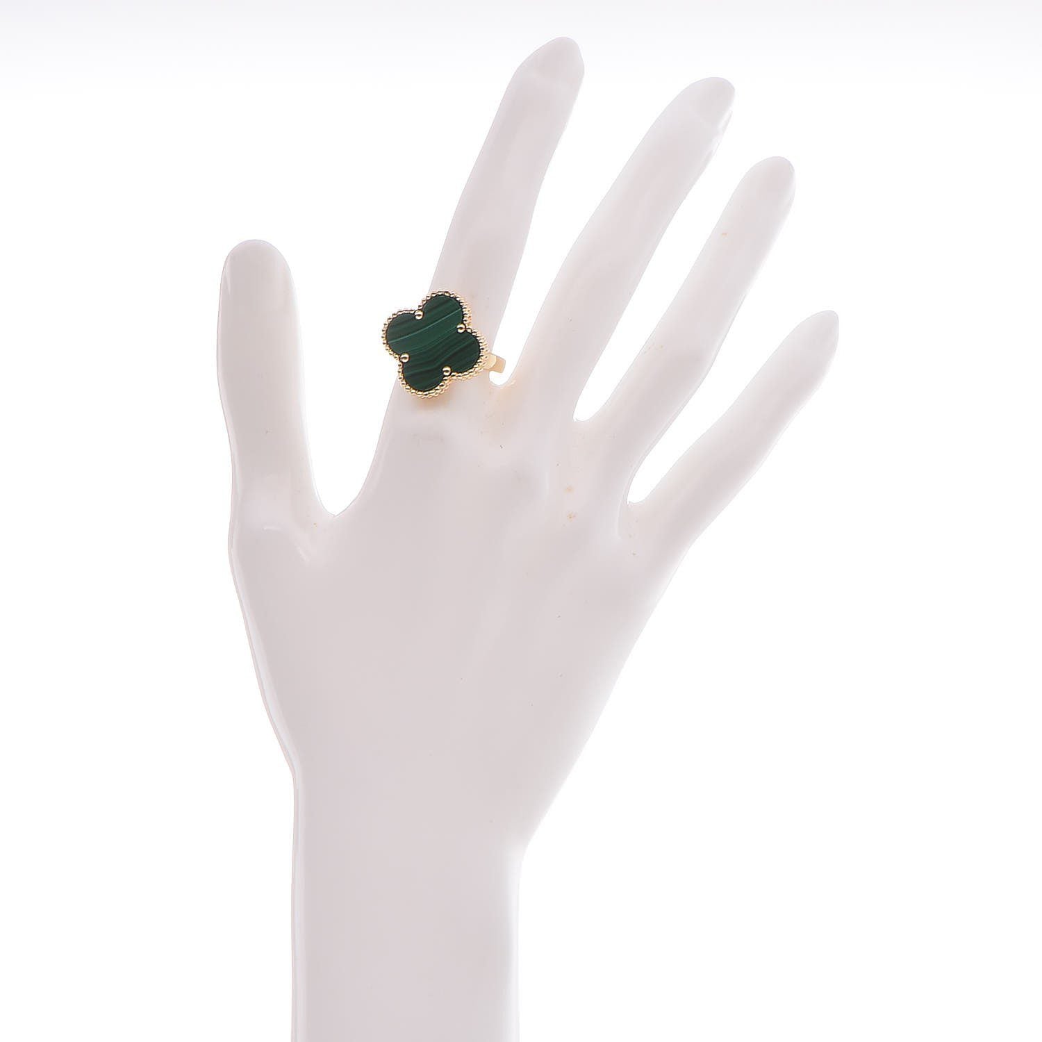 High Quality Luxury Van Cleef Arpels 18K Yellow Gold Malachite Magic Alhambra Ring product detail