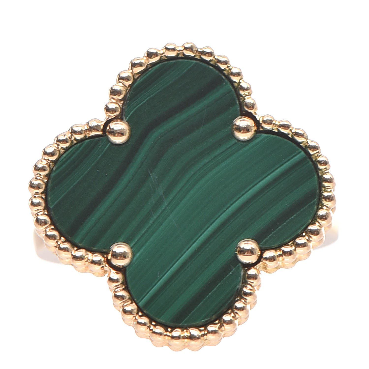 High Quality Luxury Van Cleef Arpels 18K Yellow Gold Malachite Magic Alhambra Ring product detail