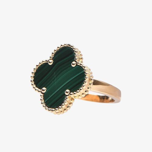 High Quality Luxury Van Cleef Arpels 18K Yellow Gold Malachite Magic Alhambra Ring