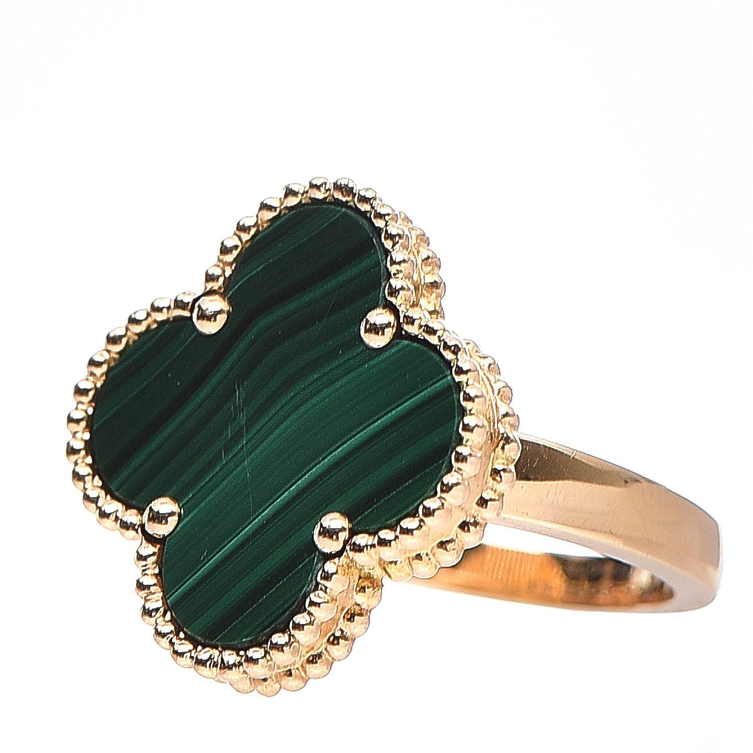 High Quality Luxury Van Cleef Arpels 18K Yellow Gold Malachite Magic Alhambra Ring product detail
