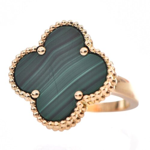 High Quality Luxury Van Cleef Arpels 18K Yellow Gold Malachite Magic Alhambra Ring product detail