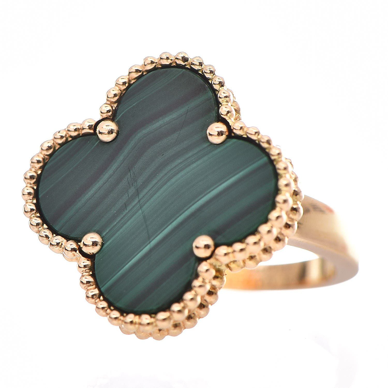 High Quality Luxury Van Cleef Arpels 18K Yellow Gold Malachite Magic Alhambra Ring product detail