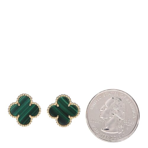 High Quality Luxury Van Cleef  Arpels 18K Yellow Gold/White Gold/Rose Gold Malachite Vintage Alhambra Earrings product detail