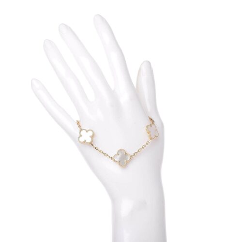 High Quality Luxury Van Cleef  Arpels 18K Yellow Gold Mother Of Pearl 5 Motifs Vintage Alhambra Bracelet product detail