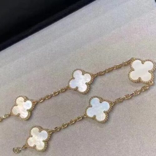 High Quality Luxury Van Cleef  Arpels 18K Yellow Gold Mother Of Pearl 5 Motifs Vintage Alhambra Bracelet product detail