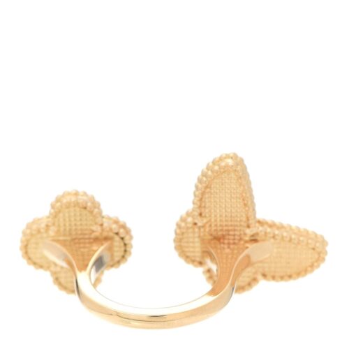 High Quality Luxury Van Cleef  Arpels 18K Yellow Gold Mother Of Pearl Tiger Eye Lucky Alhambra Between The Finger Ring product detail