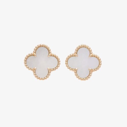 High Quality Luxury Van Cleef Arpels 18K Yellow Gold/White Gold/Rose Gold Mother Of Pearl Vintage Alhambra Earrings