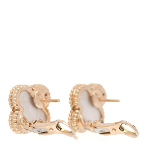 High Quality Luxury Van Cleef  Arpels 18K Yellow Gold/White Gold/Rose Gold Mother Of Pearl Vintage Alhambra Earrings product detail