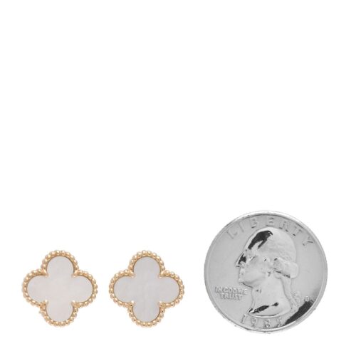 High Quality Luxury Van Cleef  Arpels 18K Yellow Gold/White Gold/Rose Gold Mother Of Pearl Vintage Alhambra Earrings product detail