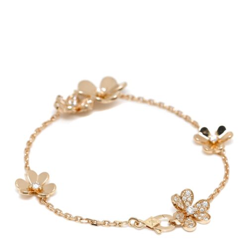 High Quality Luxury Van Cleef  Arpels Frivole 5 Motifs Bracelet 18K Yellow Gold With Diamonds alternate view