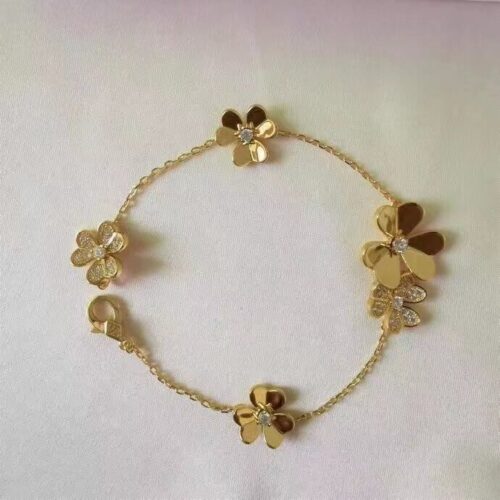 High Quality Luxury Van Cleef  Arpels Frivole 5 Motifs Bracelet 18K Yellow Gold With Diamonds product detail