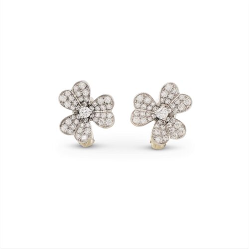 High Quality Luxury Van Cleef  Arpels Frivole White Gold And Diamond Earrings Small Model product detail