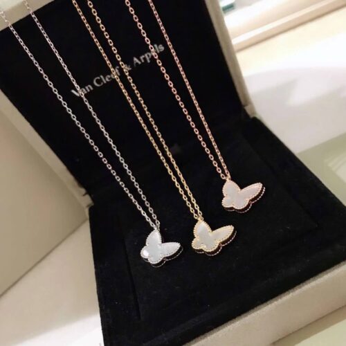 High Quality Luxury Van Cleef Arpels Lucky Alhambra Butterfly Pendant Yellow Gold With White Mother Of Pearl alternate view