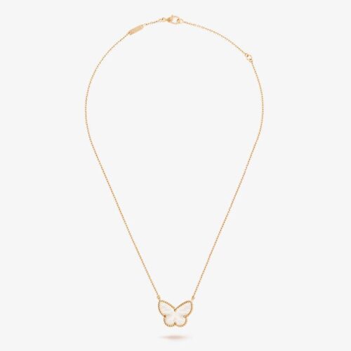 High Quality Luxury Van Cleef Arpels Lucky Alhambra Butterfly Pendant Yellow Gold With White Mother Of Pearl