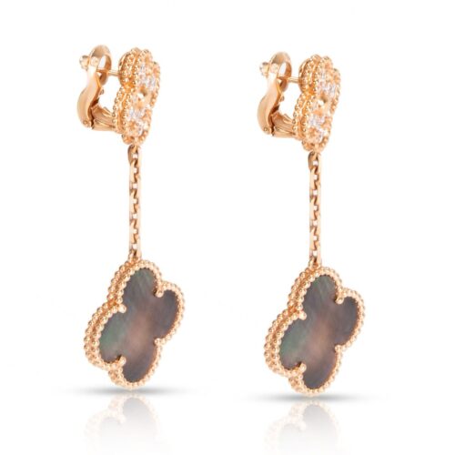 High Quality Luxury Van Cleef  Arpels Magic Alhambra 2 Motif Diamond Earrings In 18K Rose Gold alternate view