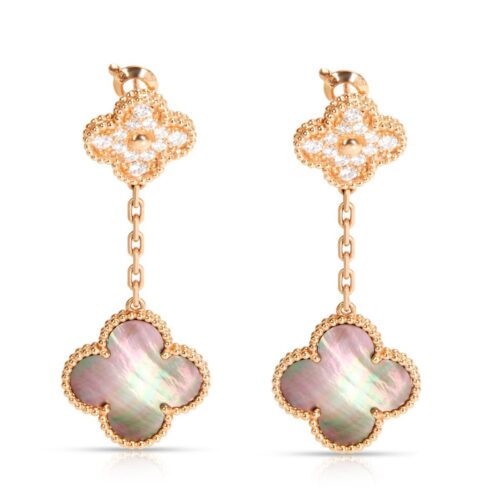 High Quality Luxury Van Cleef  Arpels Magic Alhambra 2 Motif Diamond Earrings In 18K Rose Gold product detail