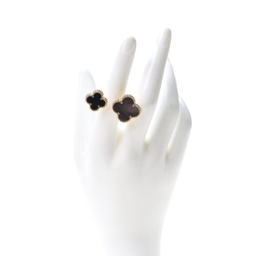 High Quality Luxury Van Cleef  Arpels Magic Alhambra Between The Finger Ring Yellow Gold, Mother-Of-Pearl, Onyx product detail