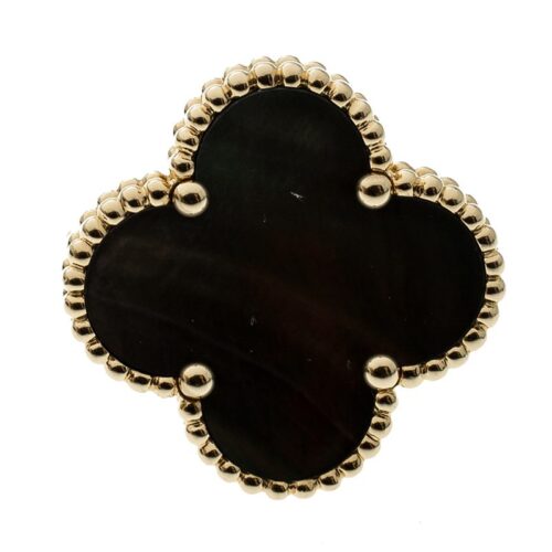 High Quality Luxury Van Cleef  Arpels Magic Alhambra Grey Mother Of Pearl 18K Yellow Gold Ring alternate view