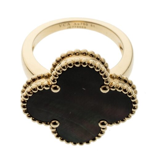High Quality Luxury Van Cleef  Arpels Magic Alhambra Grey Mother Of Pearl 18K Yellow Gold Ring product detail
