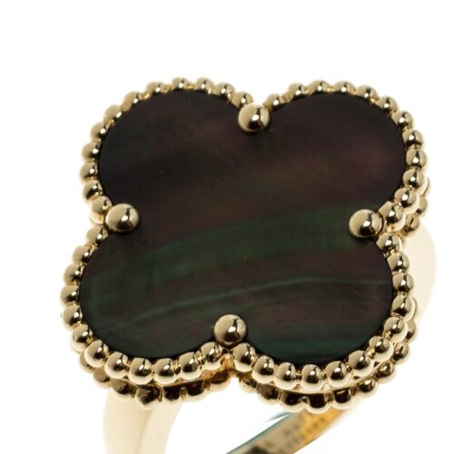 High Quality Luxury Van Cleef  Arpels Magic Alhambra Grey Mother Of Pearl 18K Yellow Gold Ring product detail