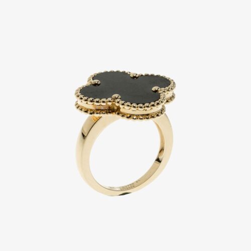 High Quality Luxury Van Cleef  Arpels Magic Alhambra Grey Mother Of Pearl 18K Yellow Gold Ring