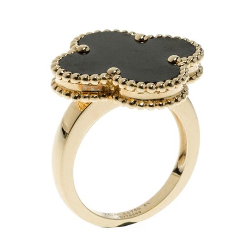High Quality Luxury Van Cleef  Arpels Magic Alhambra Grey Mother Of Pearl 18K Yellow Gold Ring product detail