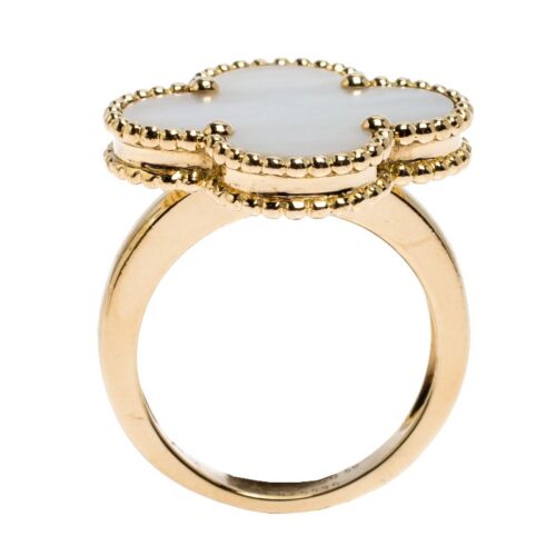 High Quality Luxury Van Cleef  Arpels Magic Alhambra White Mother Of Pearl 18K Yellow Gold Ring product detail