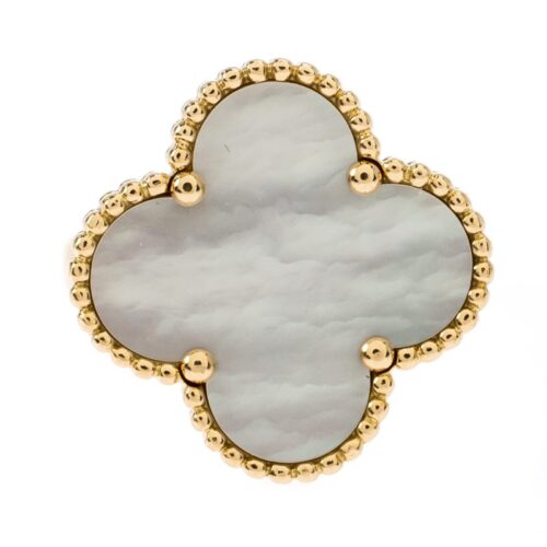 High Quality Luxury Van Cleef  Arpels Magic Alhambra White Mother Of Pearl 18K Yellow Gold Ring product detail