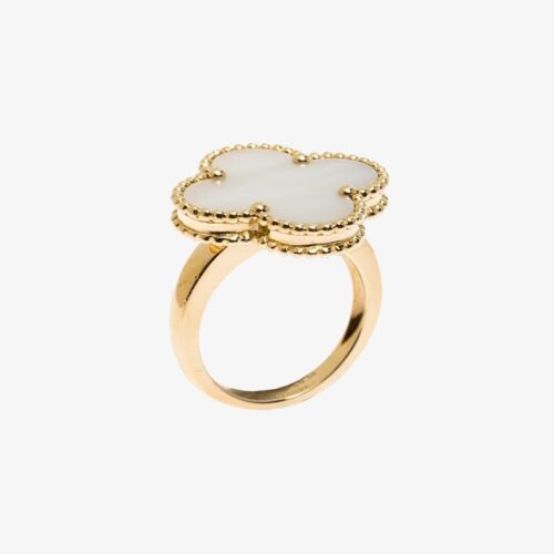 High Quality Luxury Van Cleef  Arpels Magic Alhambra White Mother Of Pearl 18K Yellow Gold Ring