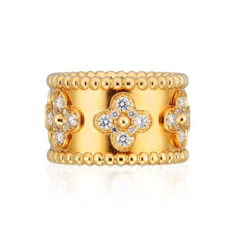 High Quality Luxury Van Cleef  Arpels Perlée Clover Diamond Ring alternate view