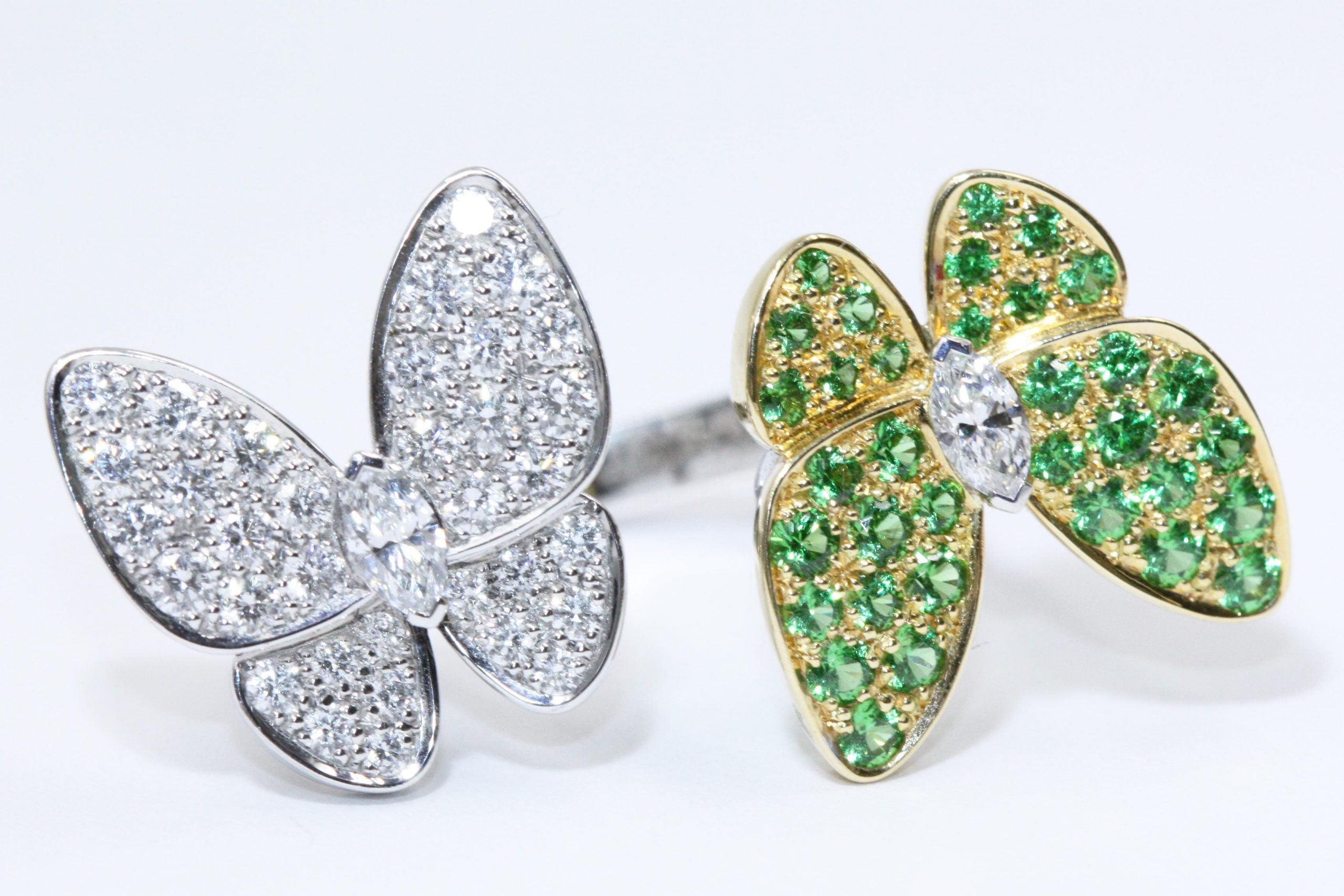 High Quality Luxury Van Cleef Arpels Two Butterfly Between The Finger Ring Green product detail