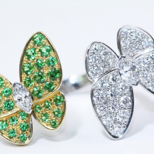 High Quality Luxury Van Cleef Arpels Two Butterfly Between The Finger Ring Green product detail