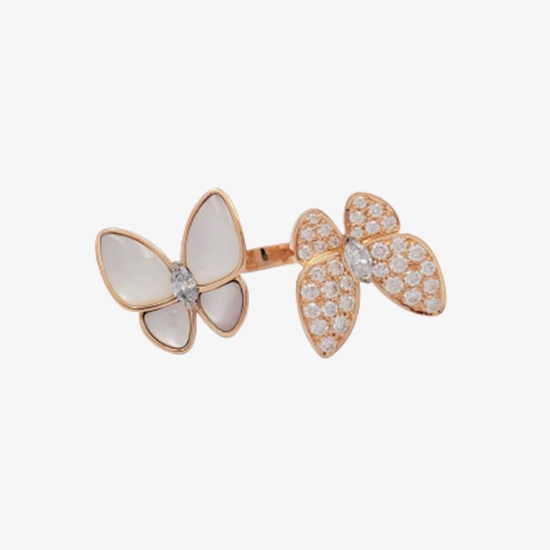 High Quality Luxury Van Cleef Arpels ‘Two Butterfly’ Between-The-Finger Ring