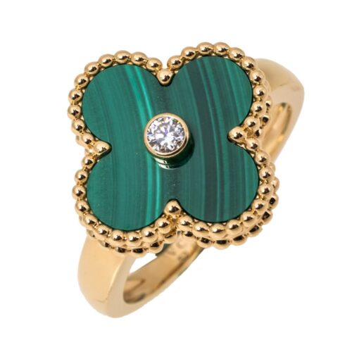 High Quality Luxury Van Cleef  Arpels Vintage Alhambra Ring, Zircon, Malachite product detail
