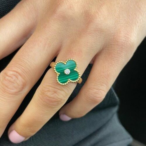 High Quality Luxury Van Cleef  Arpels Vintage Alhambra Ring, Zircon, Malachite product detail