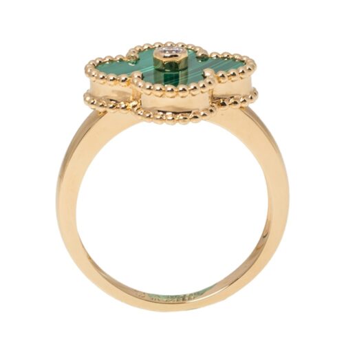 High Quality Luxury Van Cleef  Arpels Vintage Alhambra Ring, Zircon, Malachite product detail