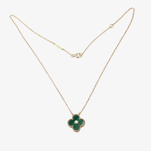 High Quality Luxury Van Cleef  Arpels Vintage Alhambra Pendant Yellow Gold With Malachite Mother Of Pearl Round Diamonds