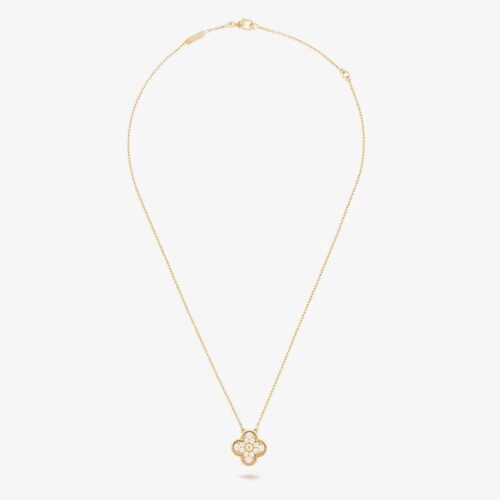 High Quality Luxury Van Cleef Arpels Vintage Alhambra Pendant Necklace With Diamond alternate view