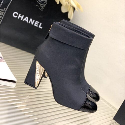 High Quality Luxury Chanel Chunky Heel Ankle Boots – Style 95398 product detail