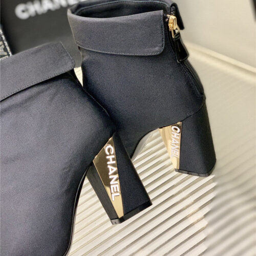High Quality Luxury Chanel Chunky Heel Ankle Boots – Style 95398 product detail