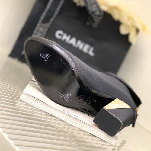 High Quality Luxury Chanel Chunky Heel Ankle Boots – Style 95398 product detail