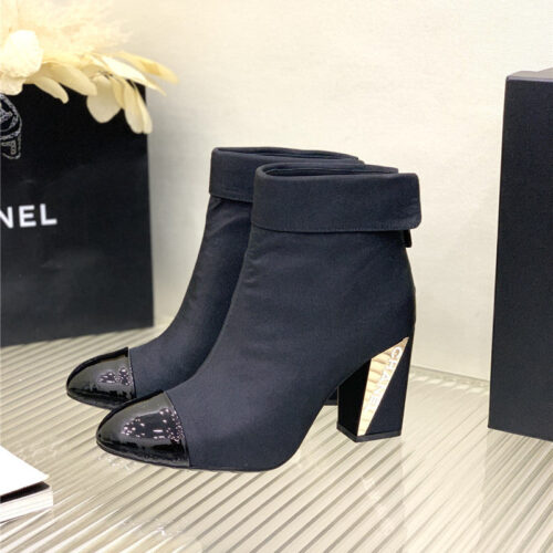 High Quality Luxury Chanel Chunky Heel Ankle Boots – Style 95398