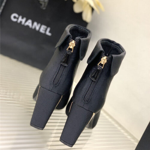 High Quality Luxury Chanel Chunky Heel Ankle Boots – Style 95398 product detail