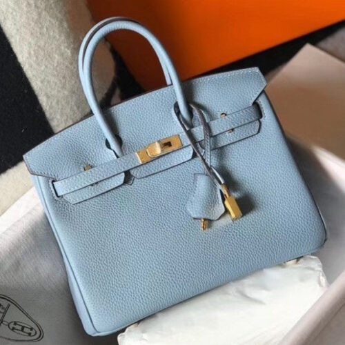 High Quality Luxury Hermes Birkin 25Cm Bag In Blue Lin
