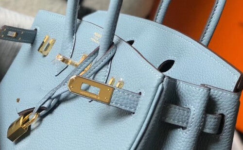 High Quality Luxury Hermes Birkin 25Cm Bag In Blue Lin alternate view