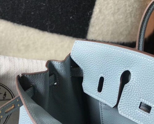 High Quality Luxury Hermes Birkin 25Cm Bag In Blue Lin product detail