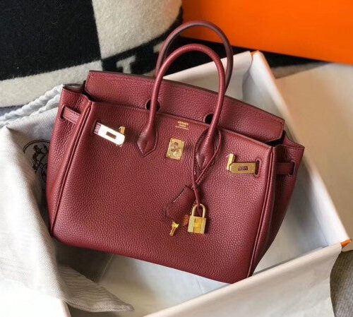 High Quality Luxury Hermes Birkin 25Cm Bag In Bordeaux alternate view